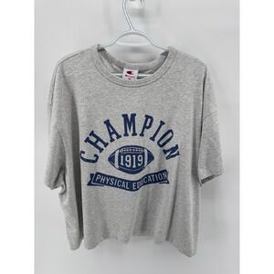 Champion Physical Education Football Graphic Tee Shirt Womens 2X Grey Loose Fit